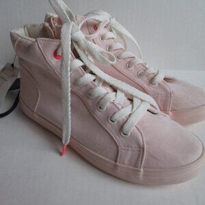 NWT H&M girls sz 4 light pink faux suede casual side zip shoes sneakers fall New